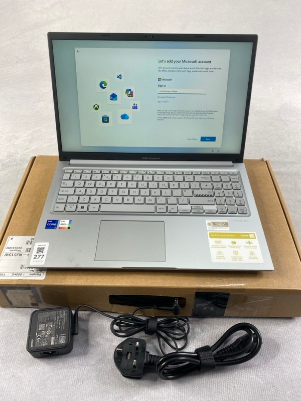 Lot 277  
            Nottingham Prem - Delivery Only 

                
ASUS VIVOBOOK 15 1TB LAPTOP IN SILVER: MODEL NO X1504V (WITH BOX & AC CHARGER). I...