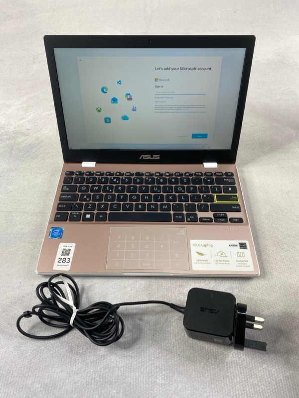 Lot 283  
            Nottingham Prem - Delivery Only 

                
ASUS E210M 64GB LAPTOP IN PINK. (WITH AC CHARGER). INTEL N4020, 4GB RAM,  [JPTN48...