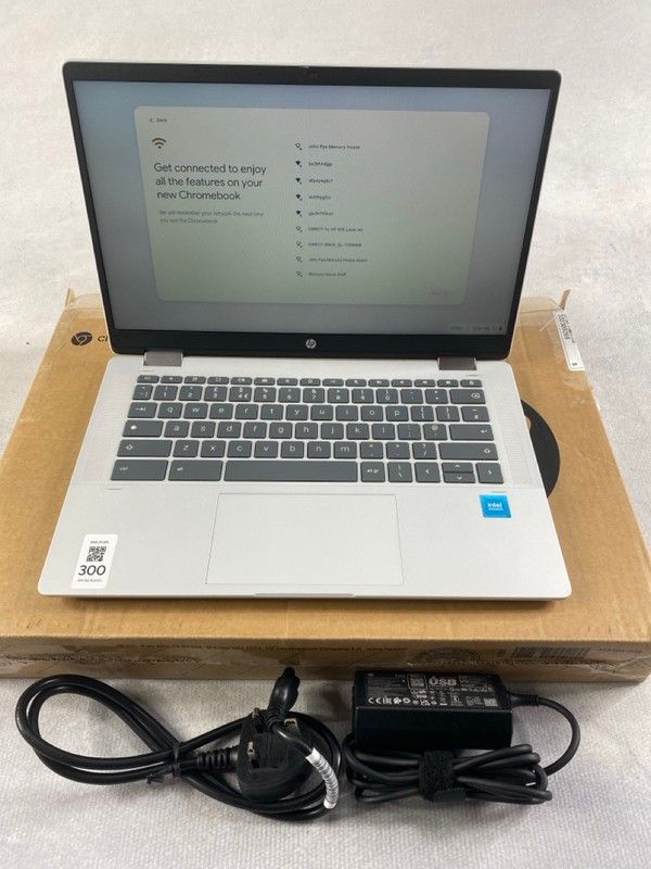 Lot 300  
            Nottingham Prem - Delivery Only 

                
HP CHROMEBOOK X360 LAPTOP IN SILVER: MODEL NO 14B-CD0002NA (WITH BOX & AC CHARGER...
