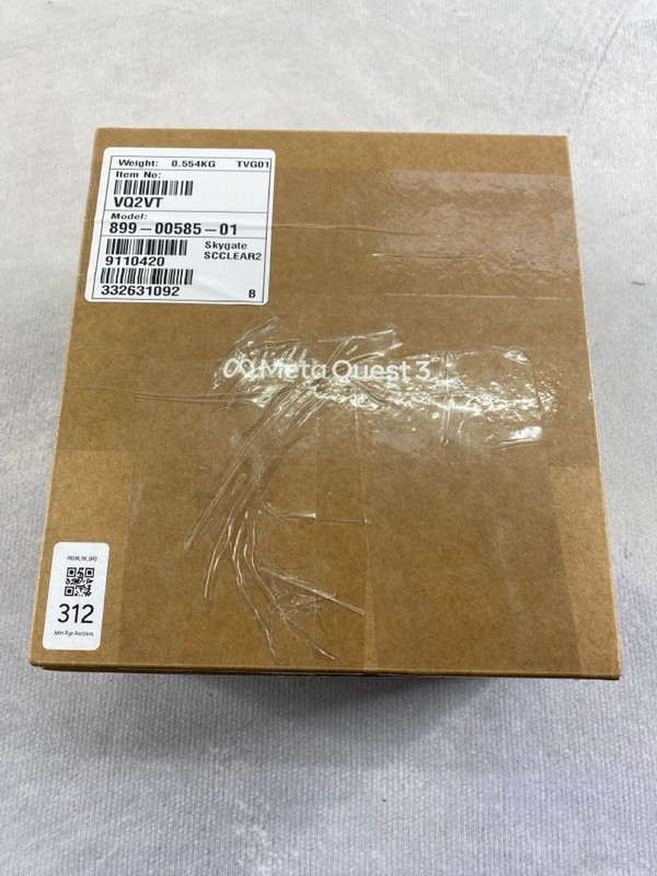 Lot 312  
            Nottingham Prem - Delivery Only 

                
META QUEST 3 (512GB) VR HEAD SET. (WITH BOX & ACCESSORIES)ORIGINAL RRP £399 [JPTN...