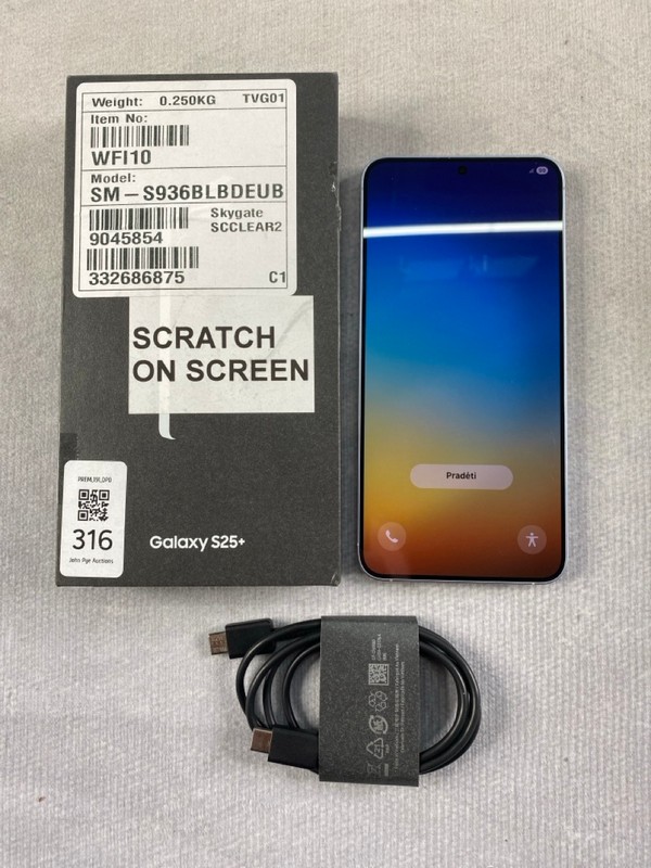 Lot 316  
            Nottingham Prem - Delivery Only 

                
SAMSUNG GALAXY S25+ 256GB SMARTPHONE IN NAVY: MODEL NO SM-S936B/DS (WITH BOX) (SC...