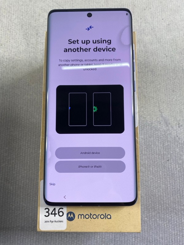 Lot 346  
            Nottingham Prem - Delivery Only 

                
MOTOROLA EGDE 50 PRO 512GB SMARTPHONE IN LUXE LAVENDER: MODEL NO MC421 (WITH BOX)...