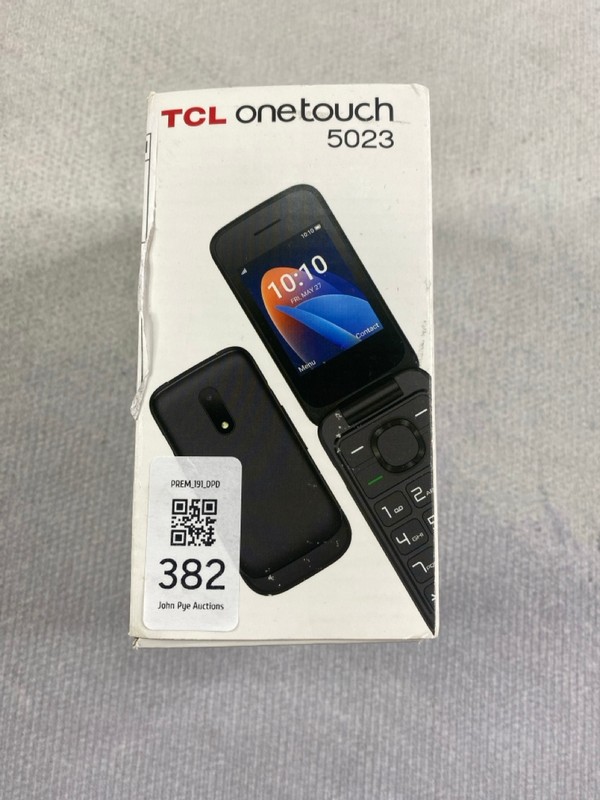 Lot 382  
            Nottingham Prem - Delivery Only 

                
TCL ONETOUCH  SMARTPHONE IN BLACK: MODEL NO 5023 (WITH BOX)  [JPTN48413]