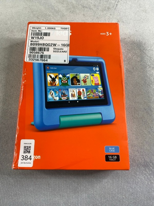 Lot 384  
            Nottingham Prem - Delivery Only 

                
FIRE 7 (KIDS) 16GB TABLET WITH WIFI IN BLUE. (WITH BOX)  [JPTN48425]