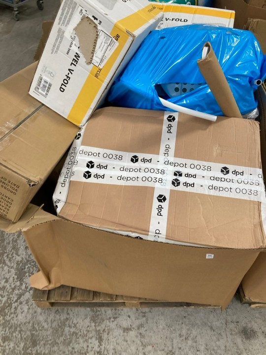 Lot 323  
            Marchington SR17 - Delivery or Collection 

                
PALLET OF ASSORTED ITEMS TO INCLUDE QTY OF HAND TOWEL V FOLD TISSUES: LOCATION - ...