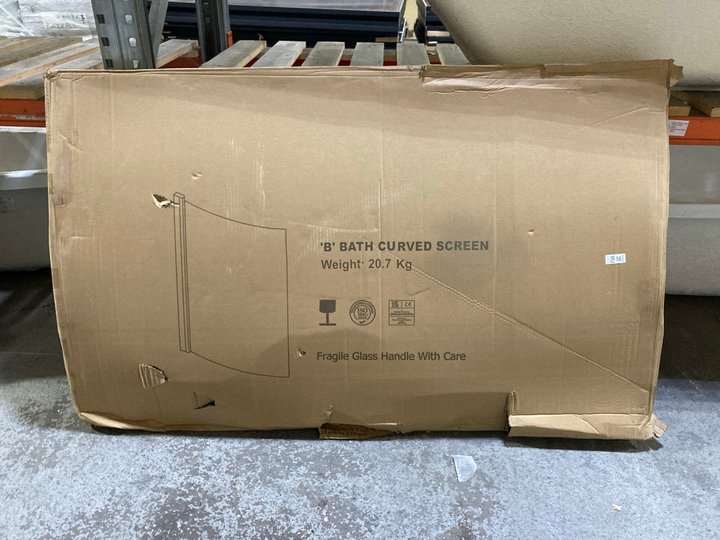 Lot 1152  
            Marchington SR18 - Collection 

                
(COLLECTION ONLY) CLEAR GLASS SILVER FRAMED B-SHAPED BATH SHOWER SCREEN - ORIGINA...