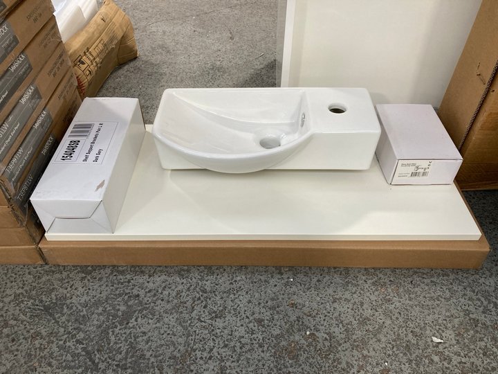 Lot 1159  
            Marchington SR18 - Collection 

                
(COLLECTION ONLY) LINEN WHITE 820 X 355MM COUNTERTOP WITH GREY SHELF SUPPORT BRAC...
