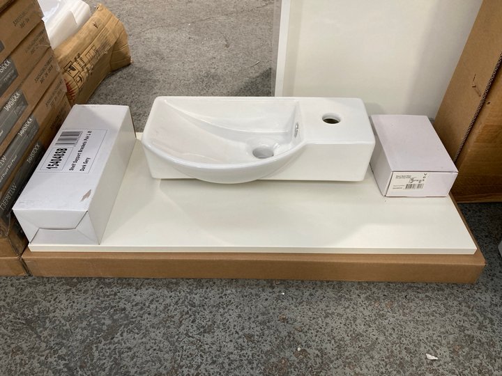 Lot 1160  
            Marchington SR18 - Collection 

                
(COLLECTION ONLY) LINEN WHITE 820 X 355MM COUNTERTOP WITH GREY SHELF SUPPORT BRAC...