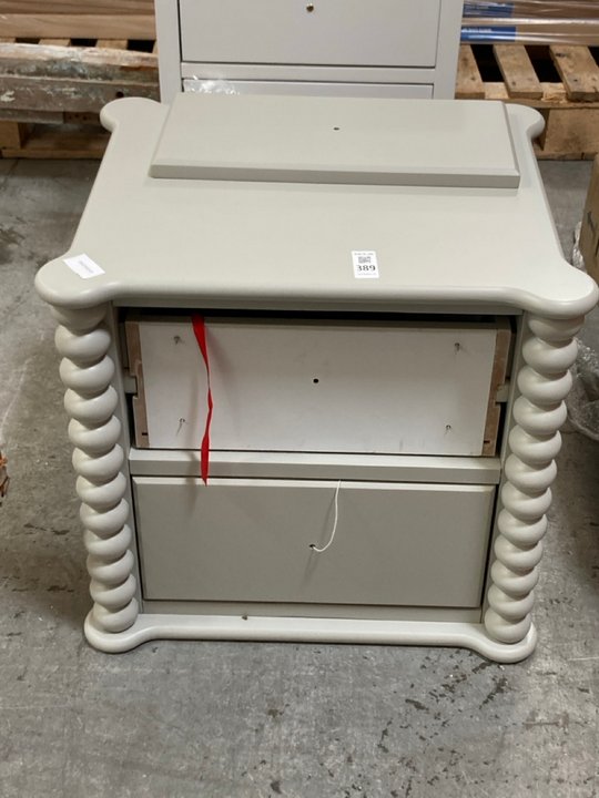 Lot 389  
            Marchington SR10 - Delivery or Collection 

                
JOHN LEWIS & PARTNERS BOBBIN 2 DRAWER BEDSIDE TABLE IN GREY - ORIGINAL RRP £250: ...
