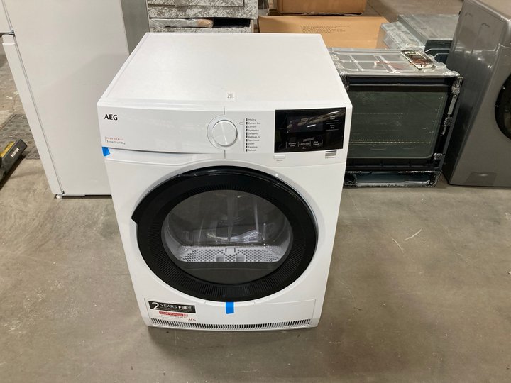 Lot 429  
            Marchington SR10 - Delivery or Collection 

                
AEG SENSIDRY 8KG HEAT PUMP TUMBLE DRYER: MODEL TR718L4B - ORIGINAL RRP £849: LOCA...