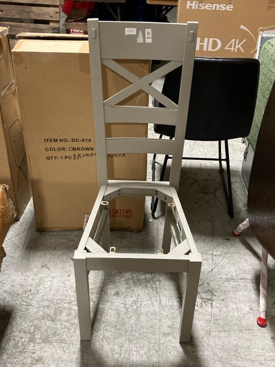Lot 460  
            Marchington SR10 - Delivery or Collection 

                
ST IVES CROSS BACK CHAIR FRAME IN GREY: LOCATION - A1