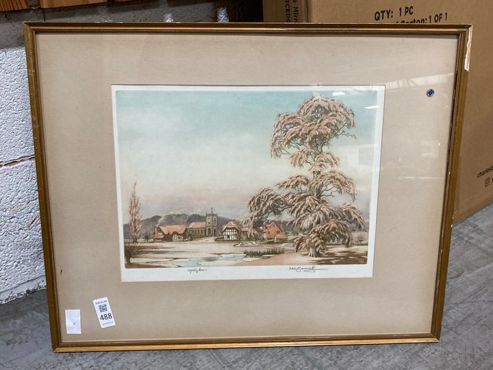 Lot 488  
            Marchington SR10 - Delivery or Collection 

                
A LARGE SIGNED PRINT, FRAMED AND GLAZED: LOCATION - A3