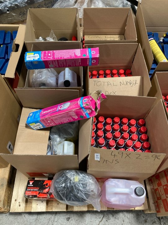 Lot 543  
            Marchington SR10 - Collection 

                
(COLLECTION ONLY) PALLET OF ASSORTED CHEMICAL ITEMS TO INCLUDE 5L GUNK ULTRA ENGI...