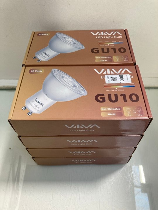 Lot 1000  
            Marchington SR13 - Parcel Delivery Only 

                
8 X VAVA 12 PACK GU10 WARM WHITE LED LIGHT BULBS - NON DIMMABLE: LOCATION - H2