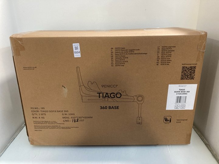 Lot 1004  
            Marchington SR13 - Parcel Delivery Only 

                
VENICCI TIAGO ISOFIX BASE 360-ORIGINAL RRP £199.00: LOCATION - H2
