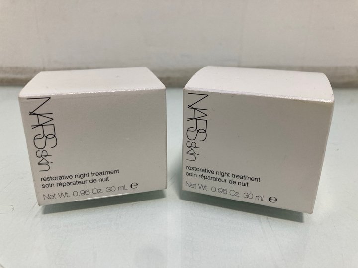 Lot 1036  
            Marchington SR13 - Parcel Delivery Only 

                
2 X NARS SKIN 30ML RESTORATIVE NIGHT TREATMENT - COMBINED ORIGINAL RRP £161: LOCA...