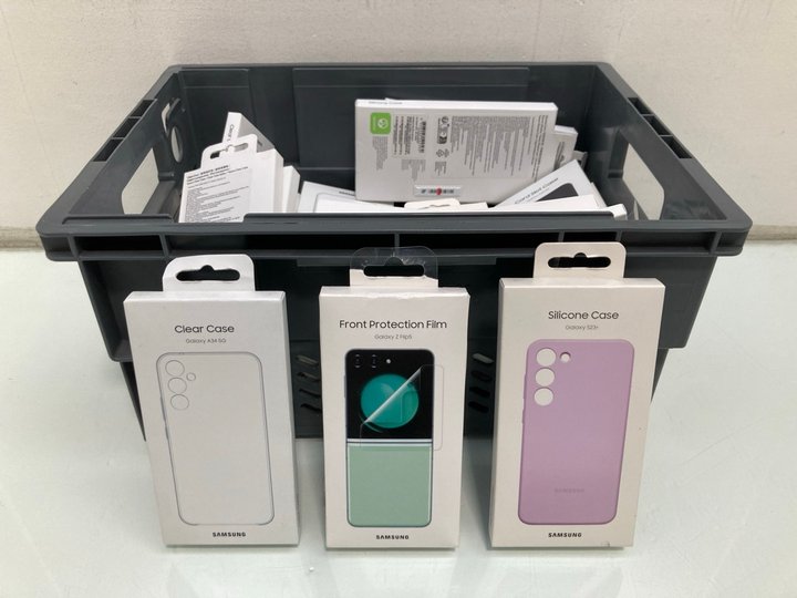 Lot 1065  
            Marchington SR13 - Parcel Delivery Only 

                
QTY OF ASSORTED PHONE CASES TO INCLUDE SAMSUNG GALAXY A54 5G SILICONE CASE IN BLA...