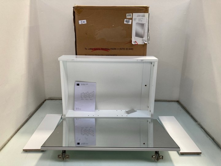 Lot 1129  
            Marchington SR13 - Parcel Delivery Only 

                
JOHN LEWIS & PARTNERS SINGLE DOOR WHITE CABINET: LOCATION - G4