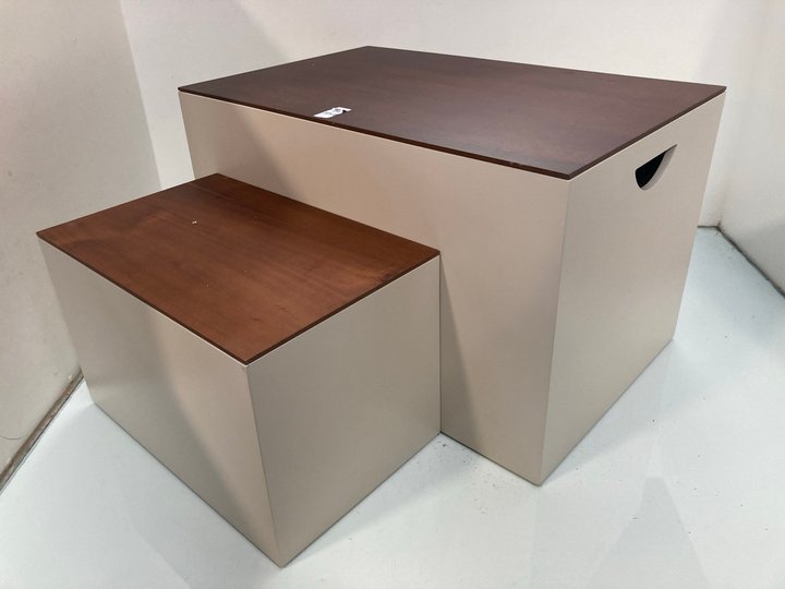 Lot 1154  
            Marchington SR13 - Parcel Delivery Only 

                
2 X JOHN LEWIS & PARTNERS MEDIUM & LARGE LACQUERED STORAGE BOXES IN BEIGE WITH DA...