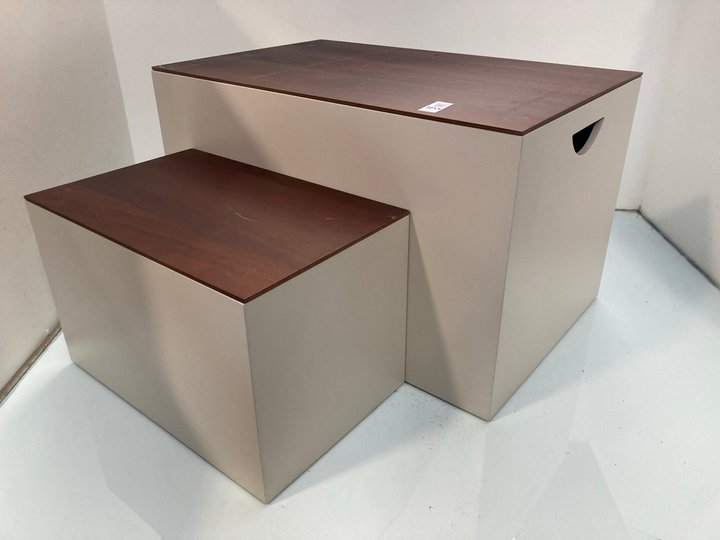 Lot 1155  
            Marchington SR13 - Parcel Delivery Only 

                
2 X JOHN LEWIS & PARTNERS MEDIUM & LARGE LACQUERED STORAGE BOXES IN BEIGE WITH DA...