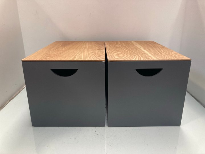 Lot 1156  
            Marchington SR13 - Parcel Delivery Only 

                
2 X JOHN LEWIS & PARTNERS LARGE LACQUERED STORAGE BOXES IN GREY WITH LIGHT WOOD L...