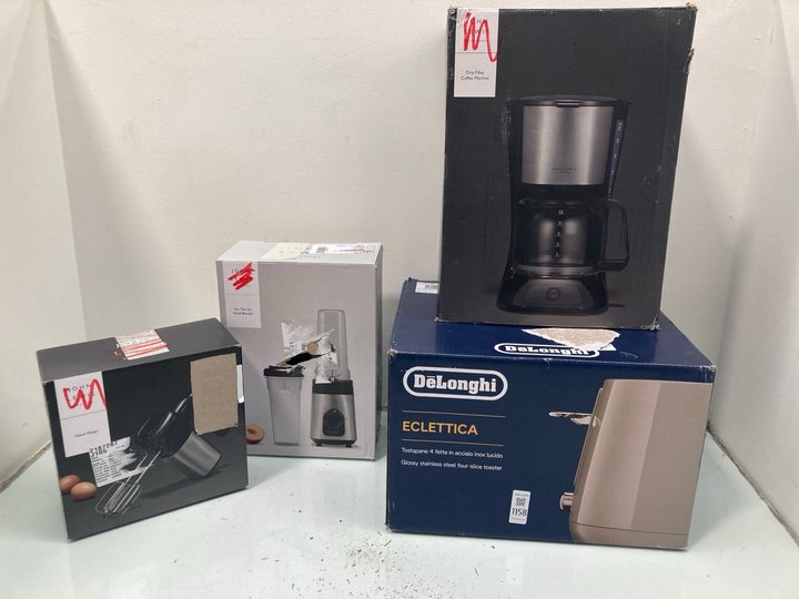 Lot 1158  
            Marchington SR13 - Parcel Delivery Only 

                
4 X ASSORTED KITCHEN APPLIANCES TO INCLUDE JOHN LEWIS & PARTNERS DRIP FILTER COFF...
