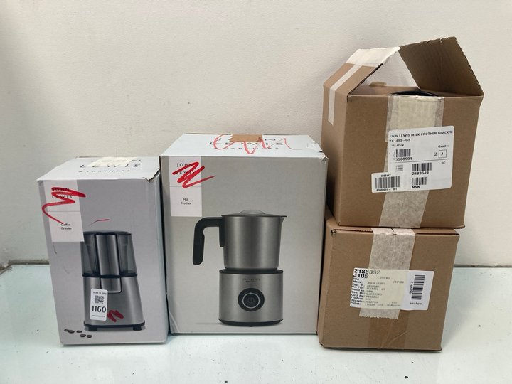 Lot 1160  
            Marchington SR13 - Parcel Delivery Only 

                
4 X ASSORTED JOHN LEWIS & PARTNERS KITCHEN APPLIANCES TO INCLUDE MILK FROTHER: LO...
