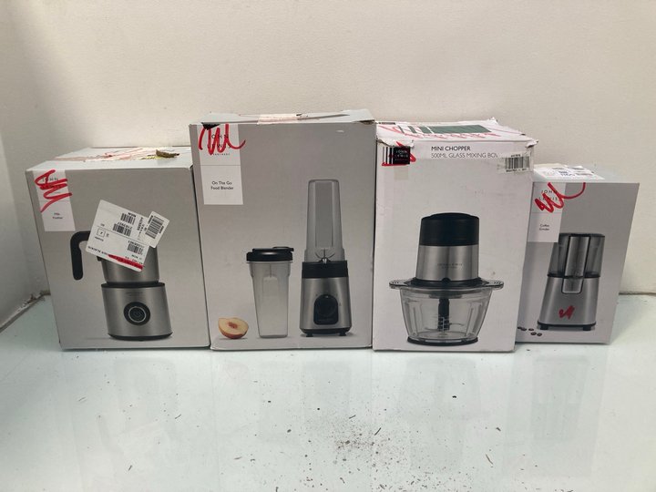 Lot 1165  
            Marchington SR13 - Parcel Delivery Only 

                
4 X ASSORTED JOHN LEWIS & PARTNERS KITCHEN APPLIANCES TO INCLUDE COFFEE GRINDER: ...