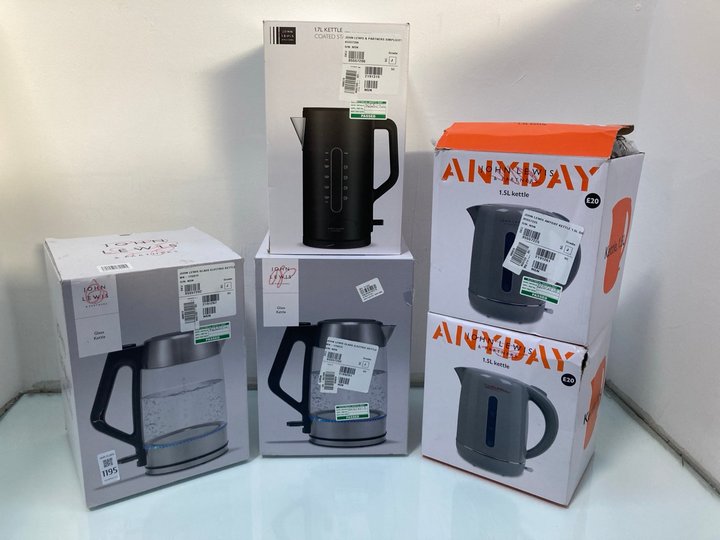 Lot 1195  
            Marchington SR13 - Parcel Delivery Only 

                
5 X ASSORTED JOHN LEWIS & PARTNERS KITCHEN APPLIANCES TO INCLUDE GLASS KETTLE: LO...