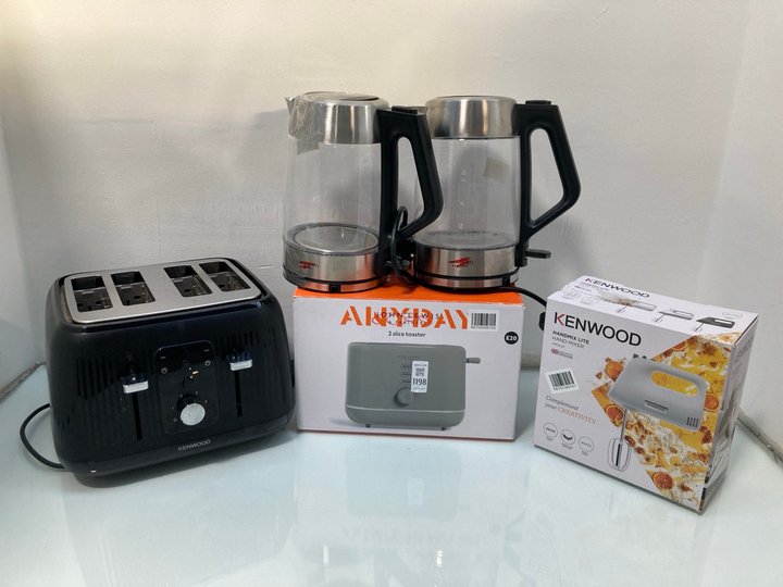 Lot 1198  
            Marchington SR13 - Parcel Delivery Only 

                
5 X ASSORTED KITCHEN APPLIANCES TO INCLUDE KENWOOD HANDMIX LITE HAND MIXER: LOCAT...