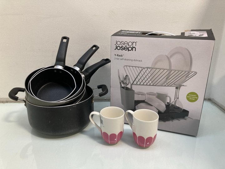 Lot 1217  
            Marchington SR13 - Parcel Delivery Only 

                
QTY OF ASSORTED KITCHEN ITEMS TO INCLUDE JOSEPH JOSEPH Y-RACK 2-TIER SELF-DRAININ...