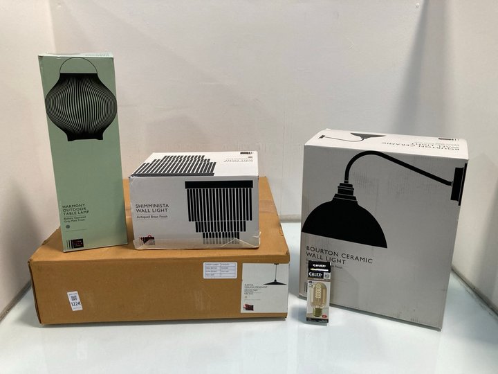Lot 1224  
            Marchington SR13 - Parcel Delivery Only 

                
5 X ASSORTED LIGHTING TO INCLUDE JOHN LEWIS & PARTNERS SHIMMINISTA WALL LIGHT IN ...