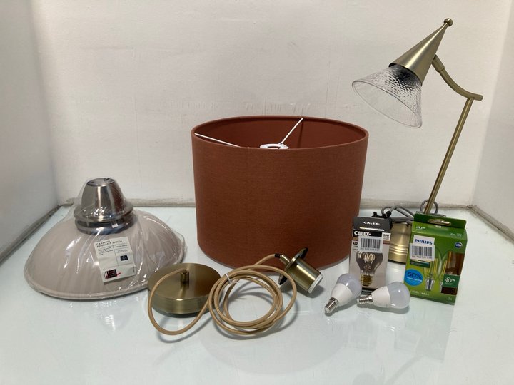Lot 1229  
            Marchington SR13 - Parcel Delivery Only 

                
7 X ASSORTED LIGHTING TO INCLUDE JOHN LEWIS & PARTNERS CARMINE PENDANT SHADE IN B...