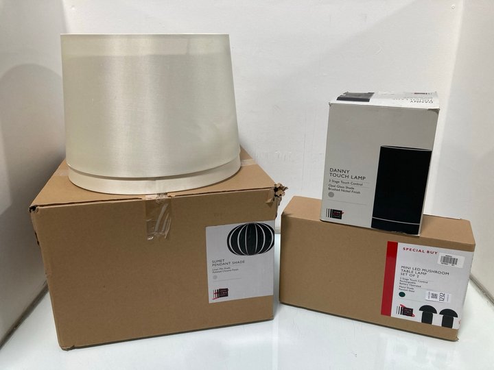 Lot 1232  
            Marchington SR13 - Parcel Delivery Only 

                
5 X ASSORTED JOHN LEWIS & PARTNERS LIGHTING & SHADES TO INCLUDE SET OF 2 MINI LED...