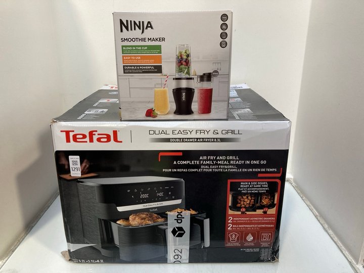 Lot 1291  
            Marchington SR13 - Parcel Delivery Only 

                
TEFAL DUAL EASY FRY & GRILL 3.8 LITRE DOUBLE DRAWER AIR FRYER TO INCLUDE NINJA SM...