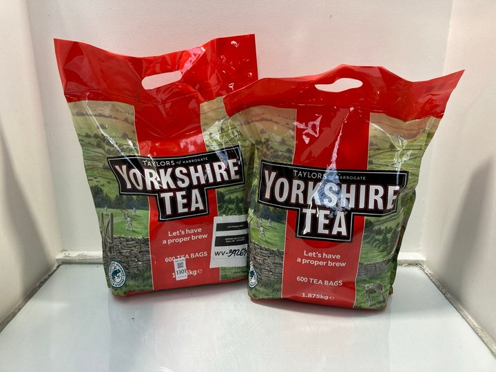 Lot 1301  
            Marchington SR13 - Parcel Delivery Only 

                
2 X TAYLORS OF HARROGATE 1.575KG YORKSHIRE TEABAGS - 600 BAGS: LOCATION - F16