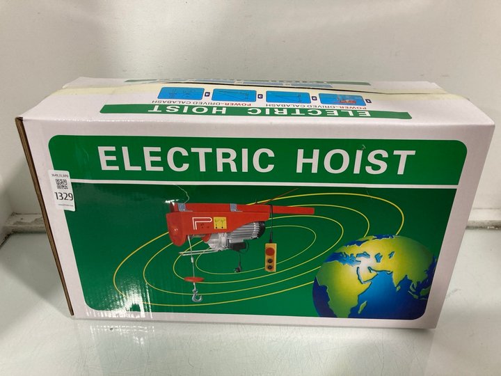 Lot 1329  
            Marchington SR13 - Parcel Delivery Only 

                
POWER-DRIVED CALABASH ELECTRIC HOIST (SEALED): LOCATION - F15