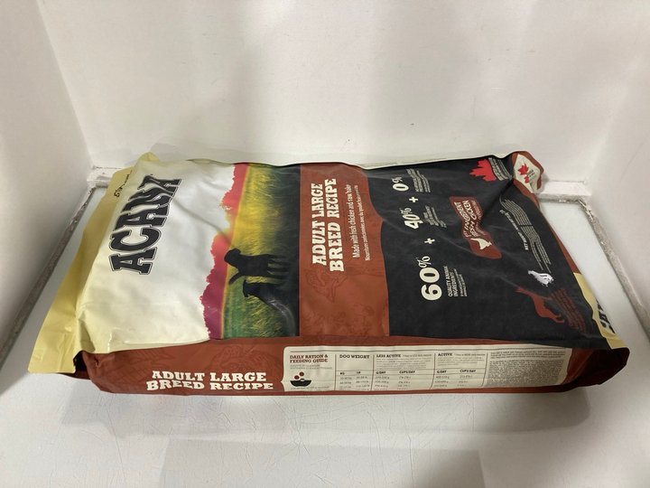 Lot 1331  
            Marchington SR13 - Parcel Delivery Only 

                
ACANA 11.4KG ADULT LARGE BREED RECIPE DRY DOG FOOD IN CHICKEN FLAVOUR - BBE: 02.2...