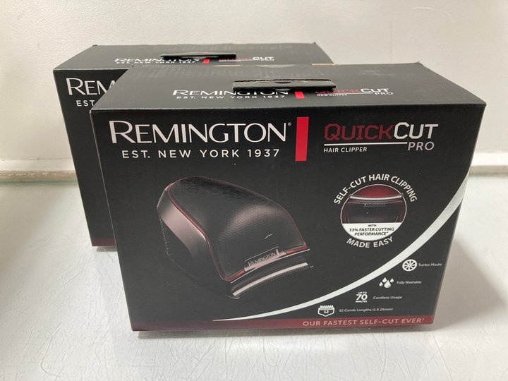 Lot 1336  
            Marchington SR13 - Parcel Delivery Only 

                
2 X REMINGTON QUICK CUT PRO HAIR CLIPPER SETS (SEALED) - COMBINED ORIGINAL RRP £1...