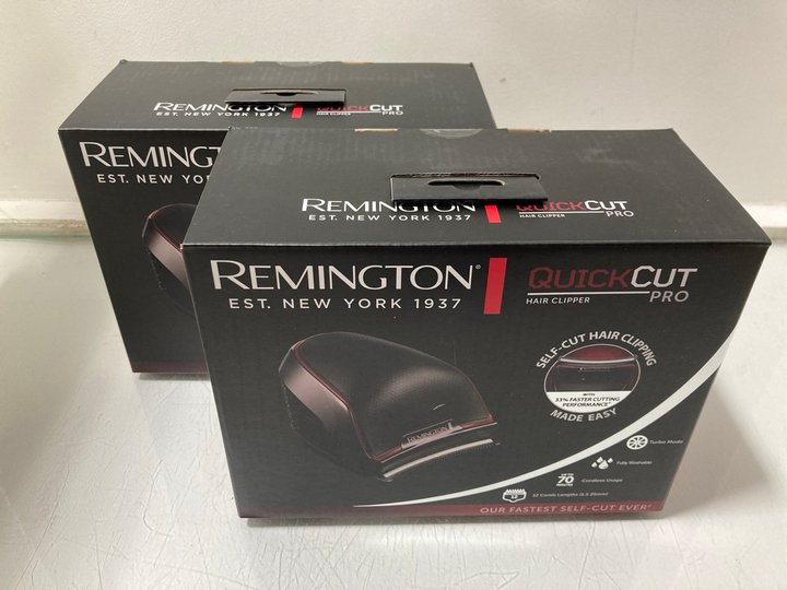 Lot 1338  
            Marchington SR13 - Parcel Delivery Only 

                
2 X REMINGTON QUICK CUT PRO HAIR CLIPPER SETS (SEALED) - COMBINED ORIGINAL RRP £1...