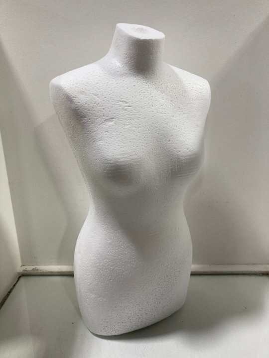 Lot 1355  
            Marchington SR13 - Parcel Delivery Only 

                
DRESSMAKERS FEMALE POLYSTYRENE DUMMY MANNEQUIN - BUST SIZE 8/10: LOCATION - F14