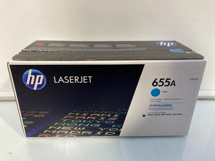 Lot 1375  
            Marchington SR13 - Parcel Delivery Only 

                
HP LASERJET CF451A 655A PRINT CARTRIDGE IN CYAN (SEALED) - ORIGINAL RRP £335: LOC...