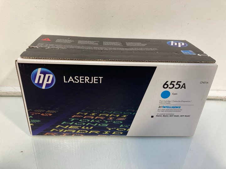Lot 1376  
            Marchington SR13 - Parcel Delivery Only 

                
HP LASERJET CF451A 655A PRINT CARTRIDGE IN CYAN (SEALED) - ORIGINAL RRP £335: LOC...