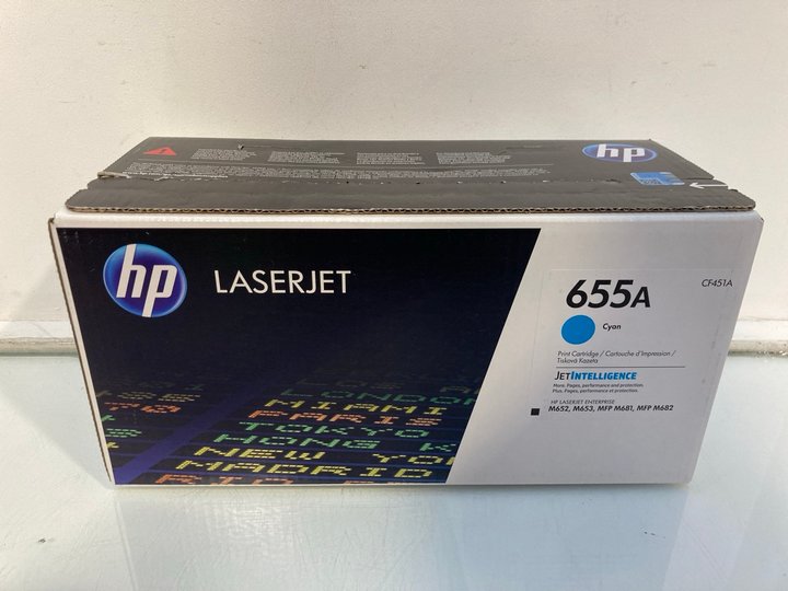 Lot 1378  
            Marchington SR13 - Parcel Delivery Only 

                
HP LASERJET CF451A 655A PRINT CARTRIDGE IN CYAN (SEALED) - ORIGINAL RRP £335: LOC...