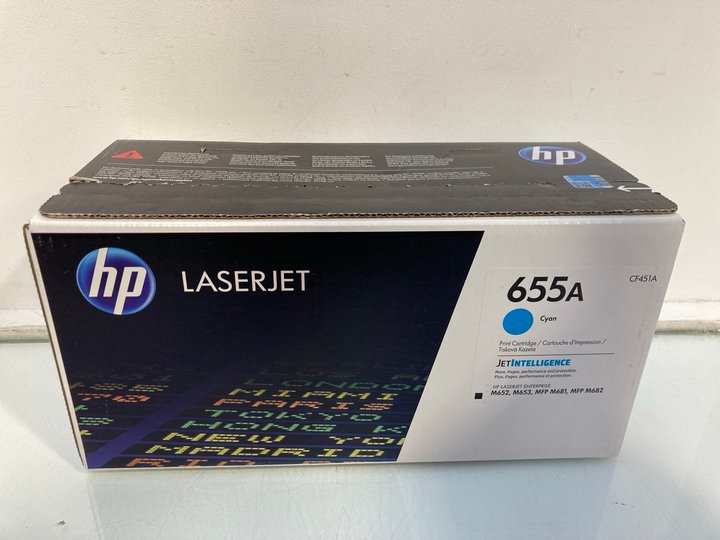 Lot 1379  
            Marchington SR13 - Parcel Delivery Only 

                
HP LASERJET CF451A 655A PRINT CARTRIDGE IN CYAN (SEALED) - ORIGINAL RRP £335: LOC...