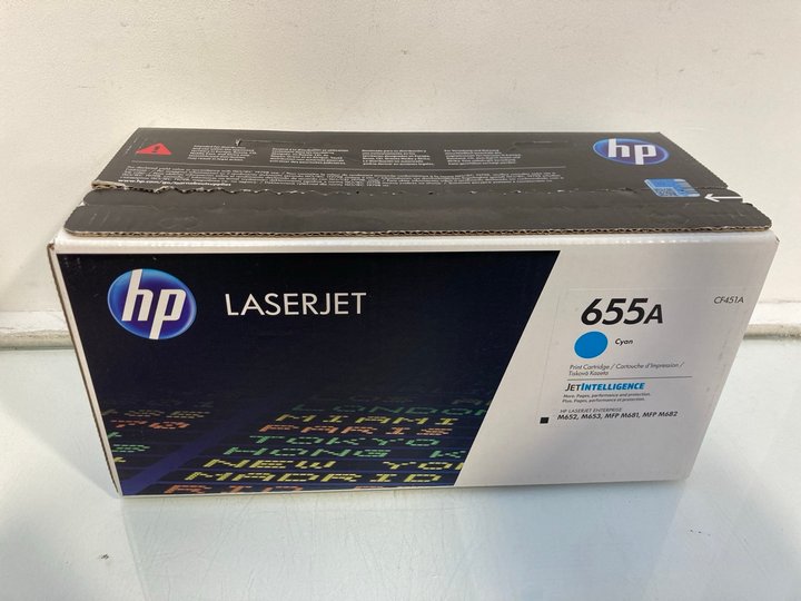Lot 1380  
            Marchington SR13 - Parcel Delivery Only 

                
HP LASERJET CF451A 655A PRINT CARTRIDGE IN CYAN (SEALED) - ORIGINAL RRP £335: LOC...