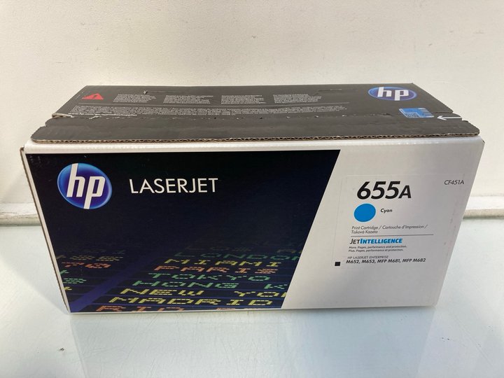 Lot 1383  
            Marchington SR13 - Parcel Delivery Only 

                
HP LASERJET CF451A 655A PRINT CARTRIDGE IN CYAN (SEALED) - ORIGINAL RRP £335: LOC...