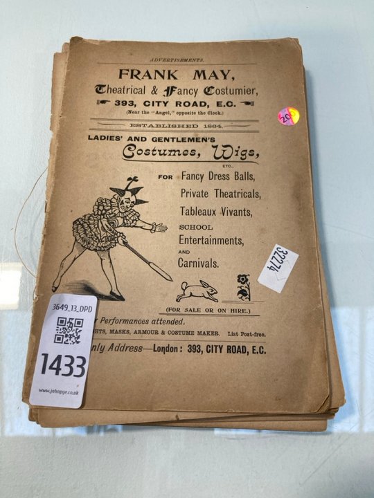 Lot 1433  
            Marchington SR13 - Parcel Delivery Only 

                
VICTORIAN MUSIC HALL INTEREST - ONE VOLUME, DAN LENO, 'HYS BOOKE WRITTEN BY HIMSE...