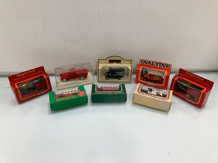 Lot 1487  
            Marchington SR13 - Parcel Delivery Only 

                
EIGHT ASSORTED VINTAGE DIE CAST MODEL VEHICLES, ALL WITH BOX: LOCATION - F10