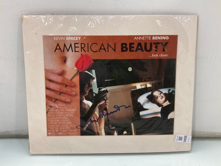Lot 1498  
            Marchington SR13 - Parcel Delivery Only 

                
A MOUNTED AND SIGNED POSTER FOR THE FILM 'AMERICAN BEAUTY': LOCATION - F11